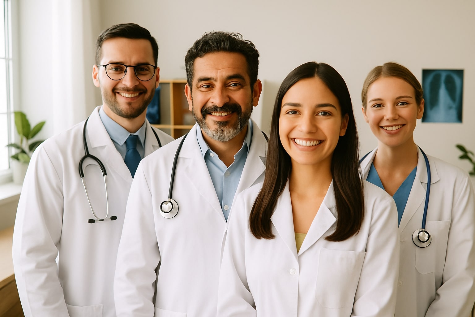 Equipo médico profesional sonriendo